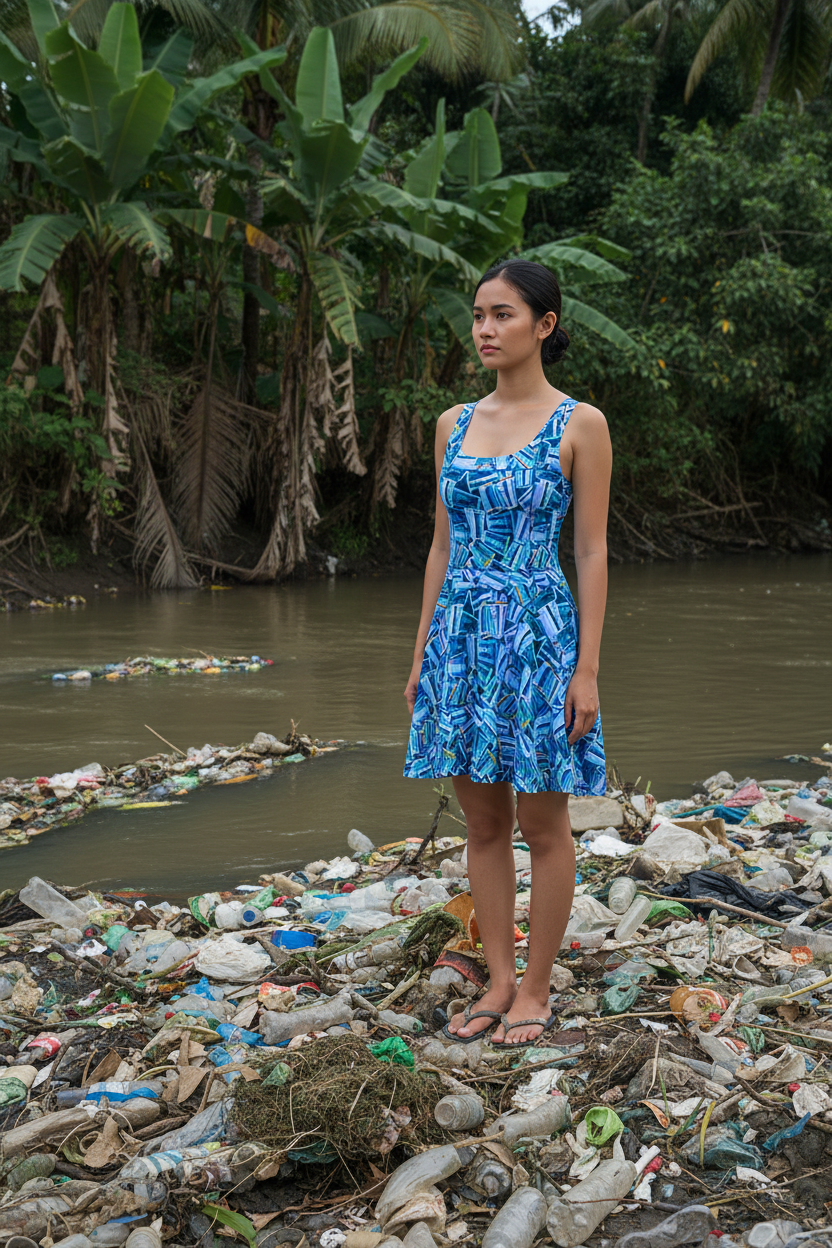 PLASTIC PICNIC BLUES • Sleeveless Swing Dress