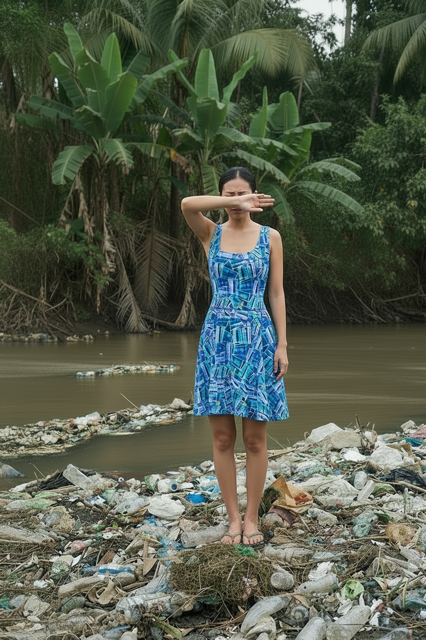 PLASTIC PICNIC BLUES • Sleeveless Swing Dress