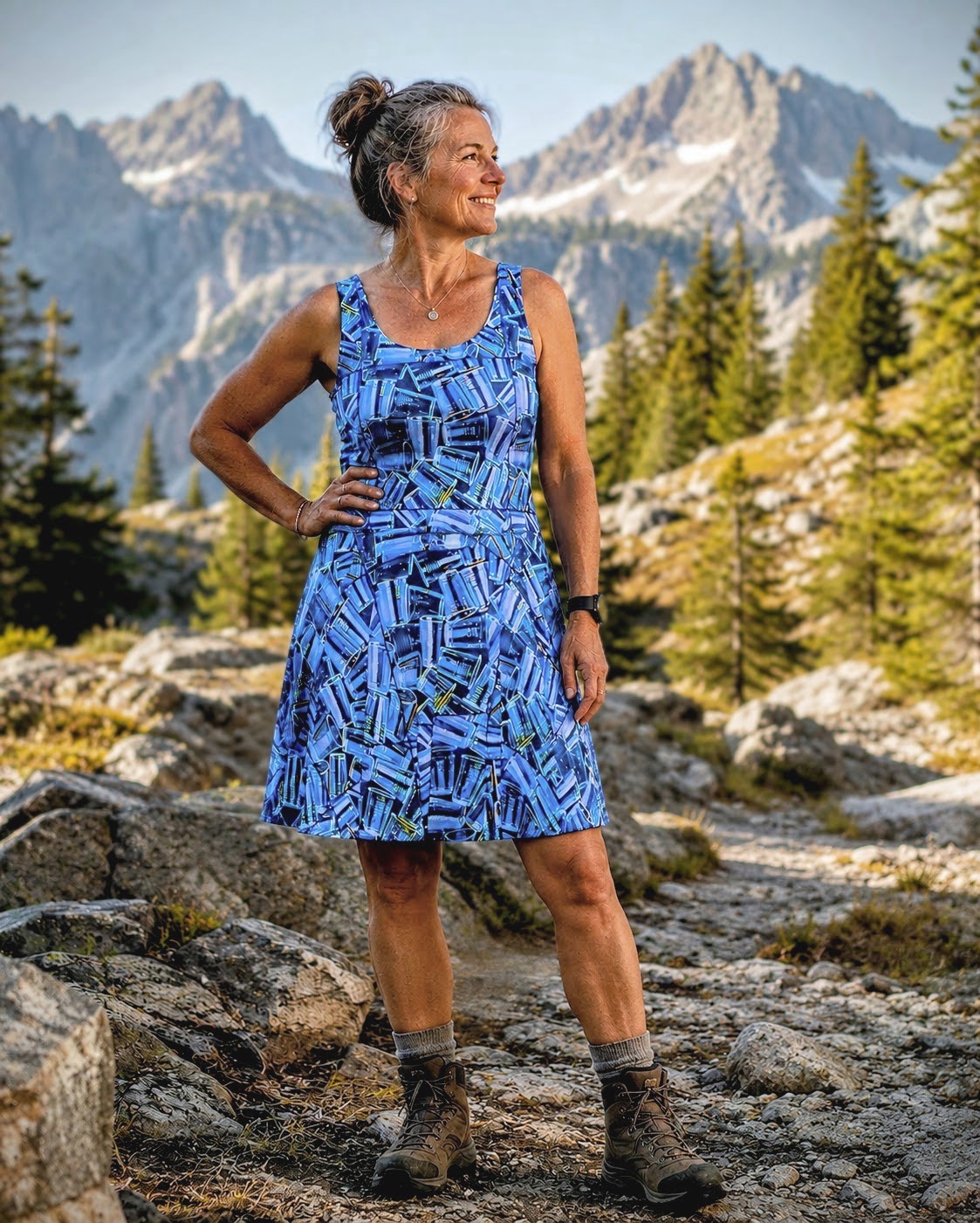 PLASTIC PICNIC BLUES • Sleeveless Swing Dress