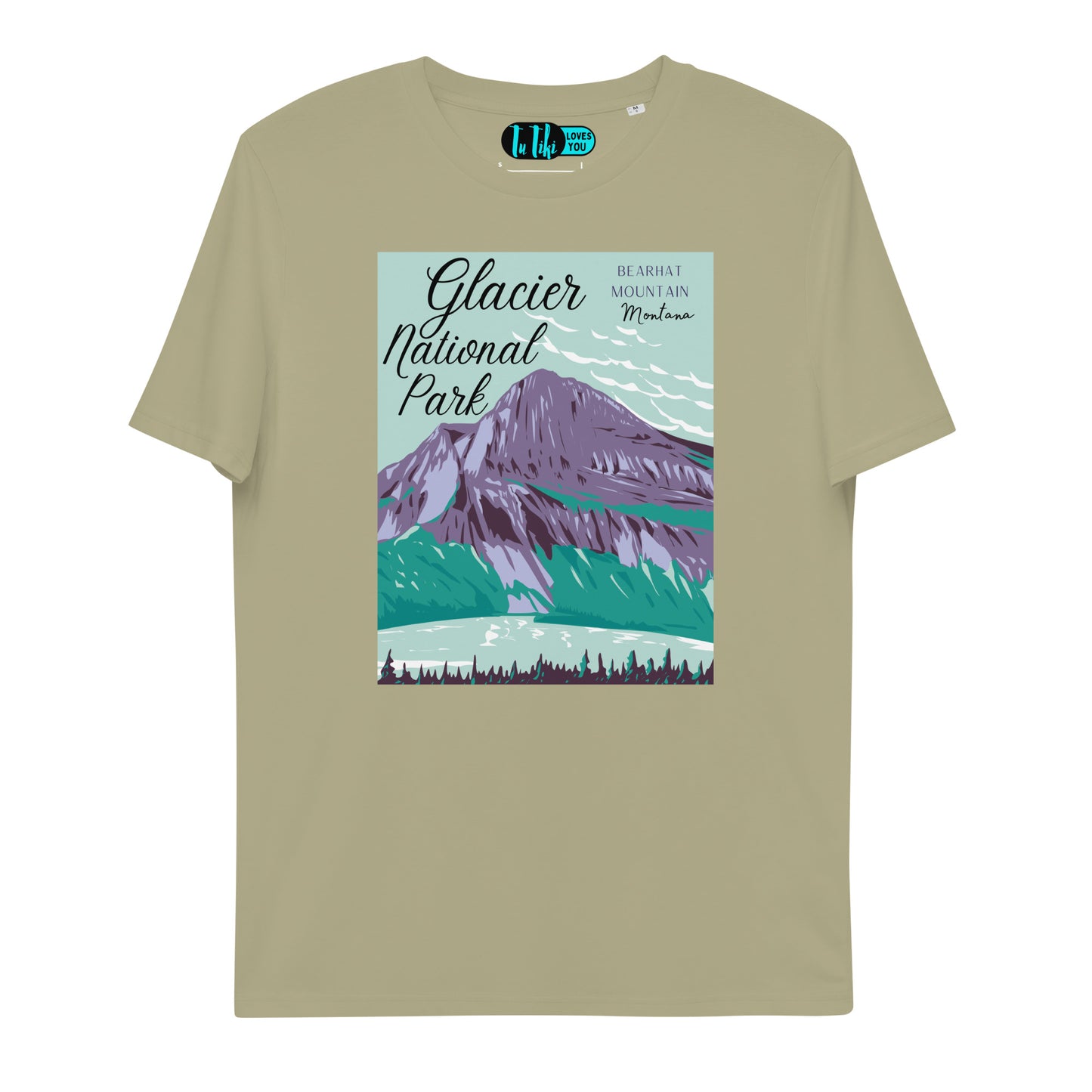 Organic Cotton GLACIER National Park Classic Tee: Bearhat Mountain